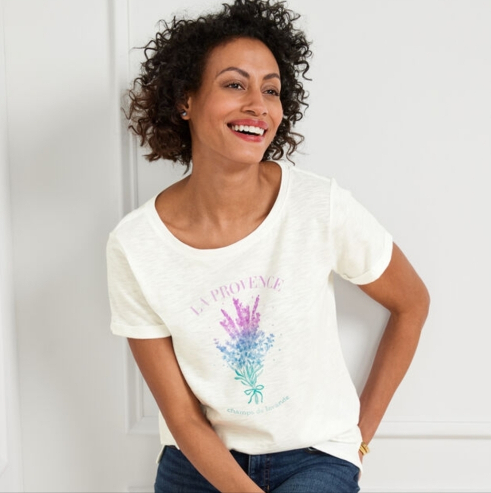 Talbots Floral Rolled Sleeve T-shirt
